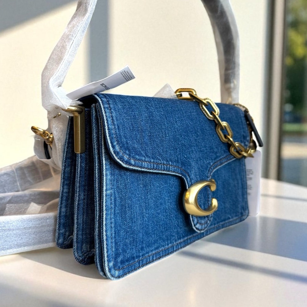 Coach Denim Shoulder Bag with Gold C Hardware - Picture 8 of 15